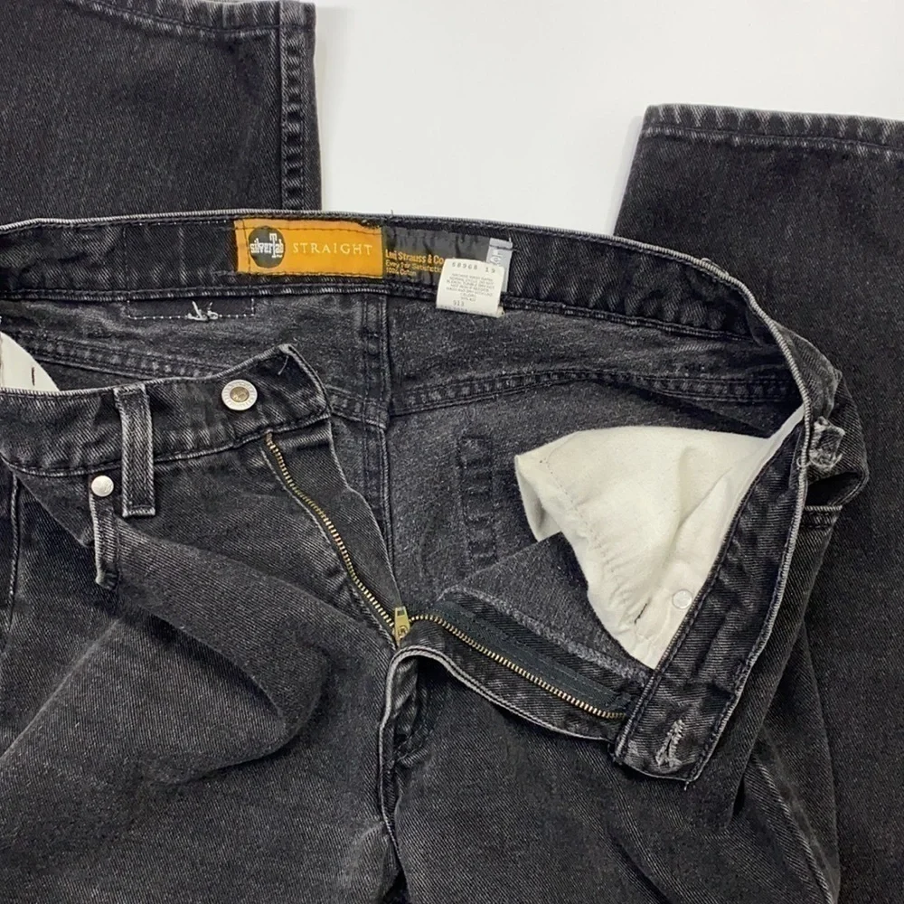 Vintage Levis 913 SilverTab Straight Leg Black Jeans W 33 L30 (32x28) Orange Tag